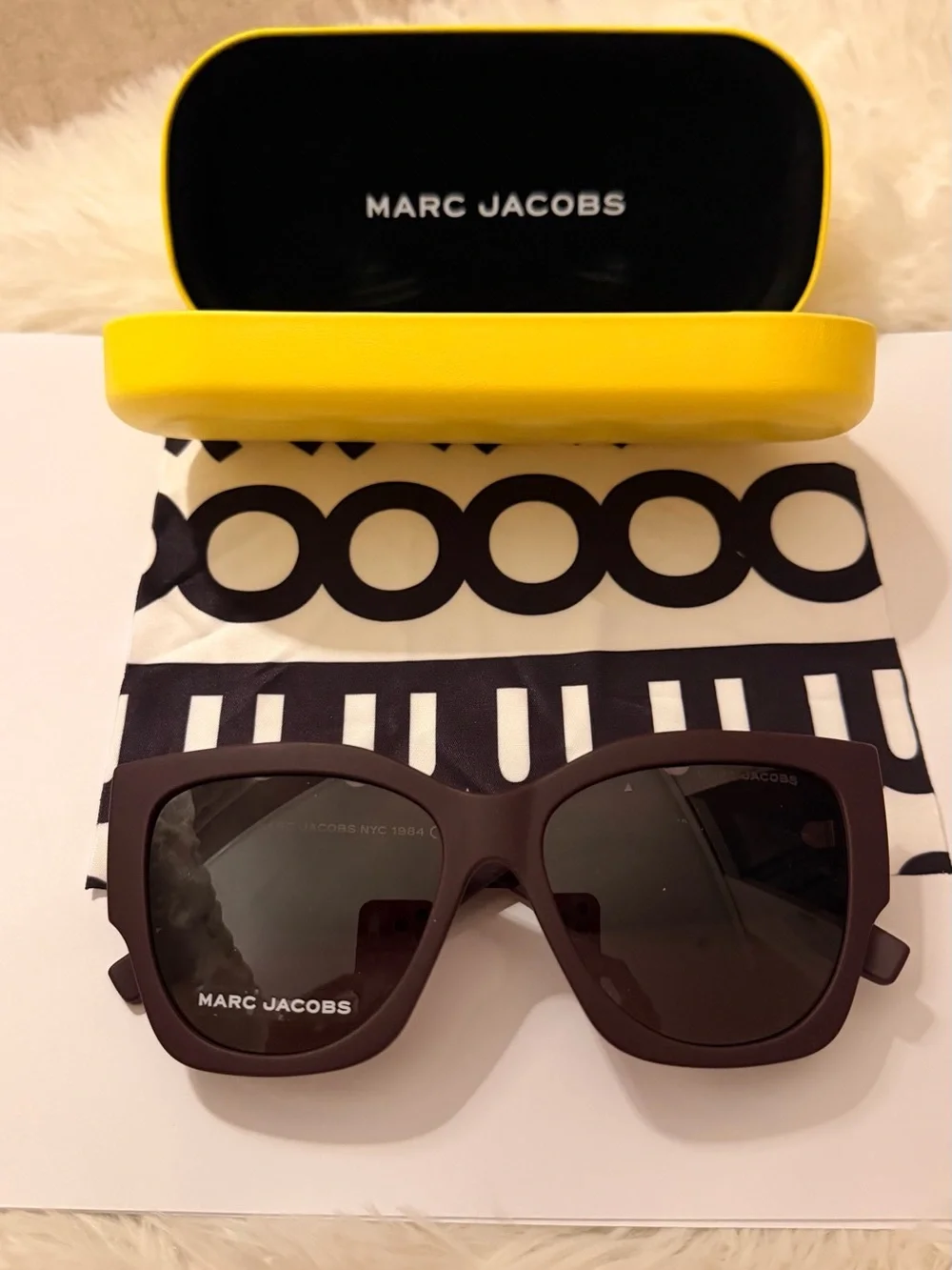 Marc Jacobs Women's Eggplant/Brown Square Cat -Eye Sunglasses - Brown Lenses